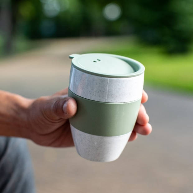 Koziol - Herbruikbare Koffiebeker met Deksel, 0.4 L, Organic Groen - Koziol Aroma To Go