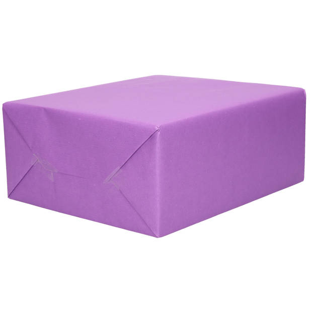 4x Rollen kraft inpakpapier pakket roze/paars voor meisjes/dames 200 x 70 cm - Cadeaupapier