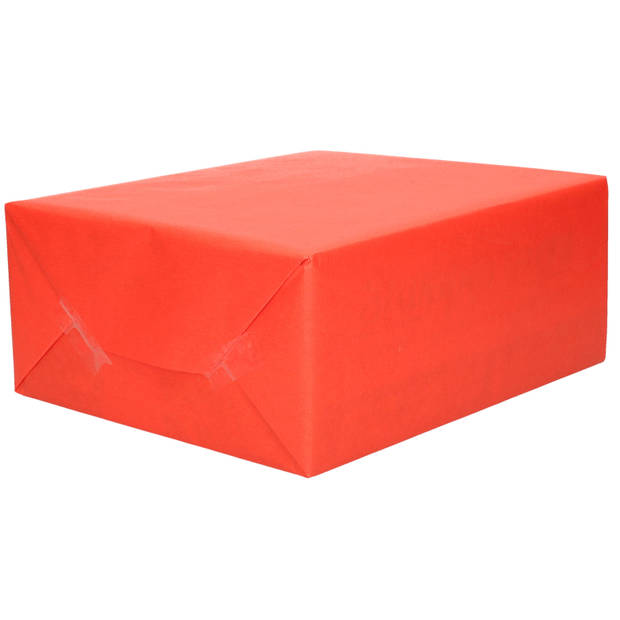 4x Rollen kraft inpakpapier/kaftpapier pakket bruin/rood 200 x 70 cm - Cadeaupapier