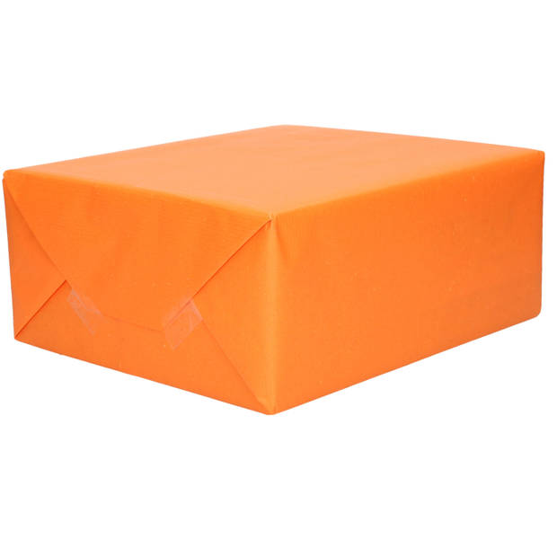 8x Rollen transparante folie/inpakpapier pakket - panterprint/oranje/wit met stippen 200 x 70 cm - Cadeaupapier