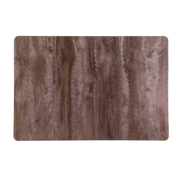 Set van 4x stuks tafel placemats hout kleur 43 x 28 cm van kunststof - Placemats