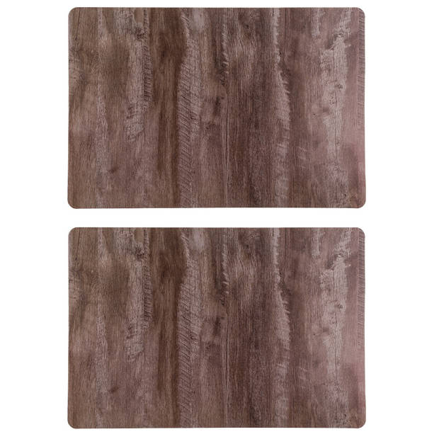 Set van 4x stuks tafel placemats hout kleur 43 x 28 cm van kunststof - Placemats