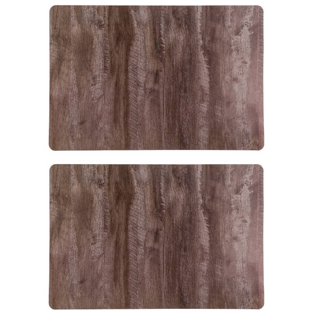 Set van 6x stuks tafel placemats hout kleur 43 x 28 cm van kunststof - Placemats