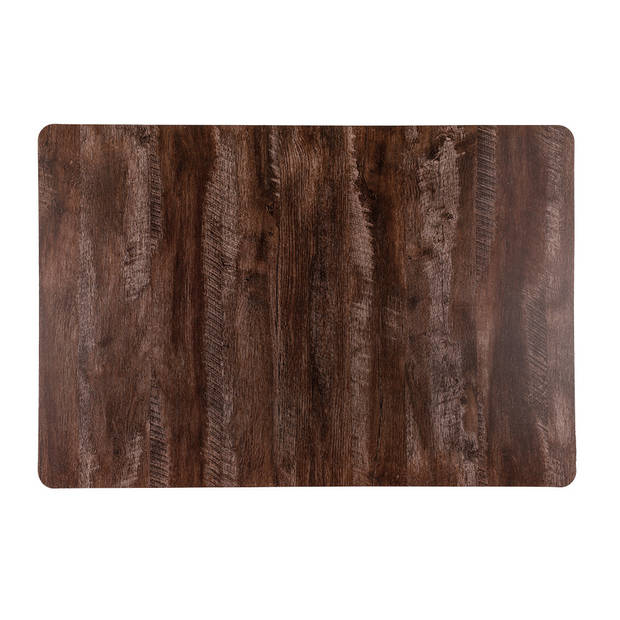 Set van 6x stuks tafel placemats donker hout kleur 43 x 28 cm van kunststof - Placemats