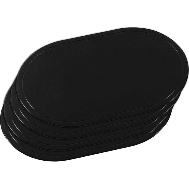 4x Zwarte ovale onderleggers/placemats voor borden 28 x 44 cm - Placemats