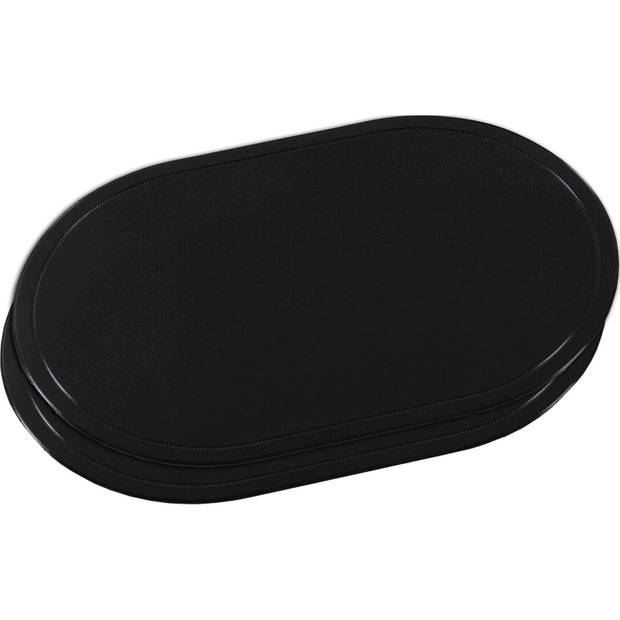2x Zwarte ovale onderleggers/placemats voor borden 28 x 44 cm - Placemats