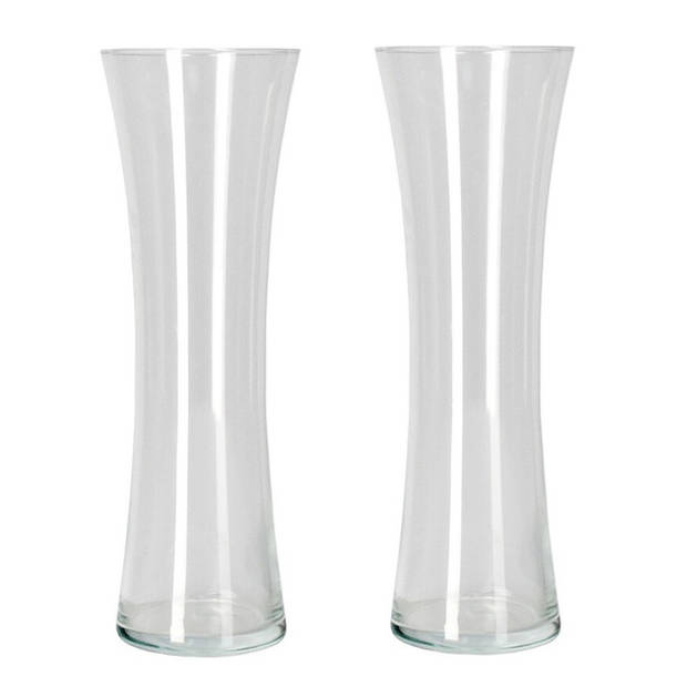 Set van 2x stuks bloemenvaas/vazen van transparant glas 40 x 13 cm - Vazen