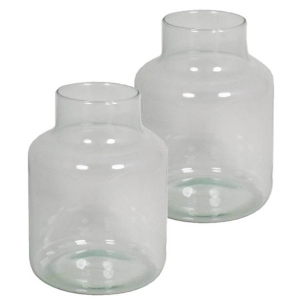 Floran Bloemenvaas Bela Arte - 2x - transparant glas - D15 x H20 cm - melkbus vaas met smalle hals - Vazen
