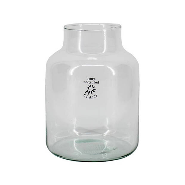 Bela Arte Bloemenvaas - transparant glas - D15 x H20 cm - melkbus vaas met smalle hals - Vazen