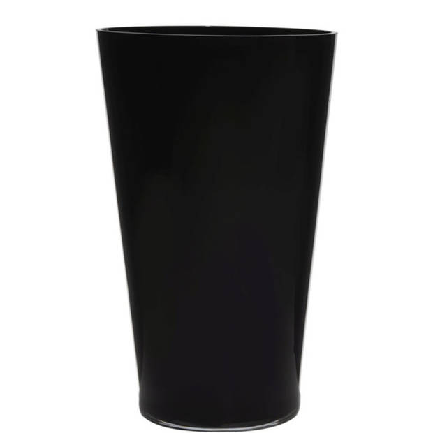 Luxe stijlvolle zwarte bloemenvaas H40 x B25 cm van glas - Vazen