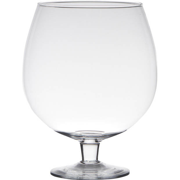 Luxe stijlvolle Brandy bloemenvaas/bloemenvazen 24 cm transparant glas - Vazen