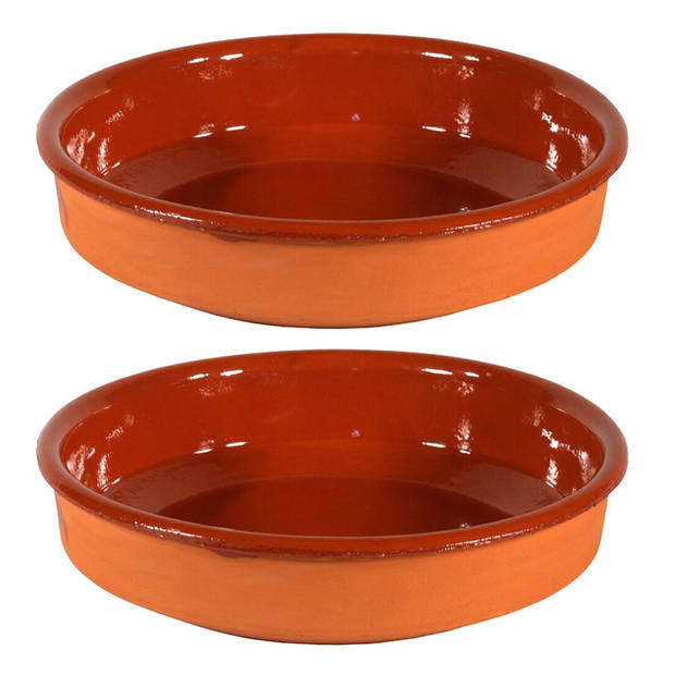 2x Terracotta tapas ovenschaal/serveerschaal 32 cm - Snack en tapasschalen