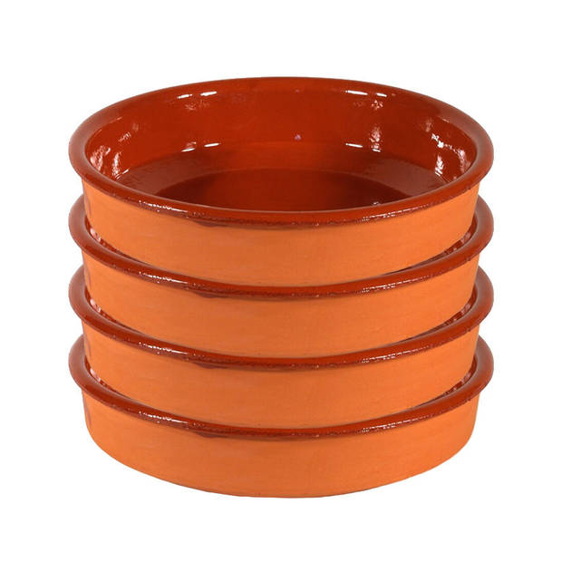 4x Terracotta tapas borden/schalen 21 cm - Snack en tapasschalen