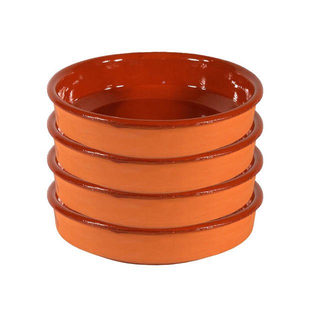 4x Terracotta tapas bakjes/schaaltjes 14 cm - Snack en tapasschalen