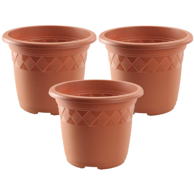 Set van 2x stuks bloempot/plantenpot terra cotta kunststof diameter 30 cm - Plantenpotten