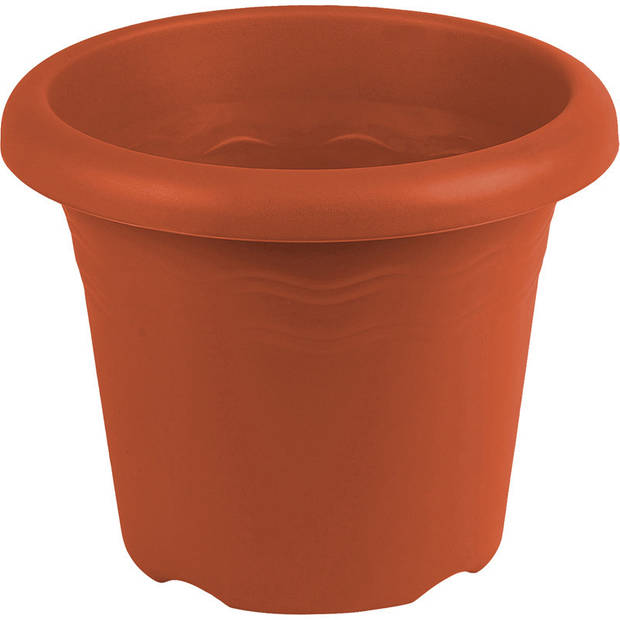 2x stuks ronde plantenpotten terra cotta met opvangschaal dia 35 cm - Plantenpotten