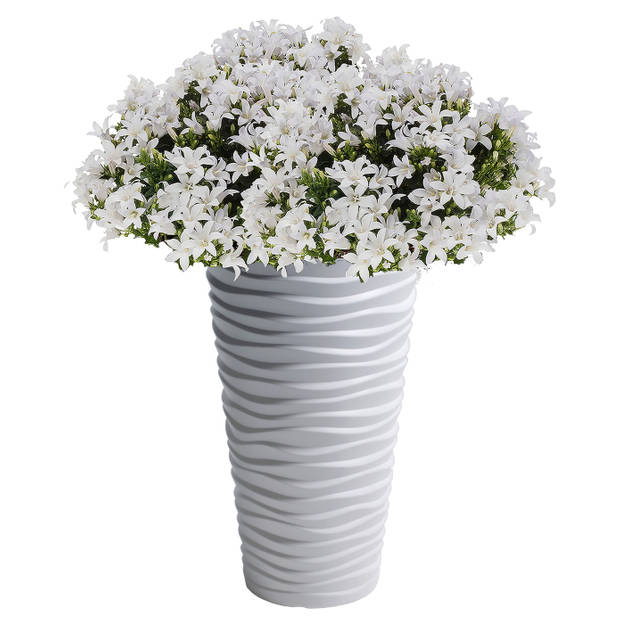 Kunststof Sand bloempot/plantenpot met binnenpot wit 35 x 62 cm - Plantenpotten