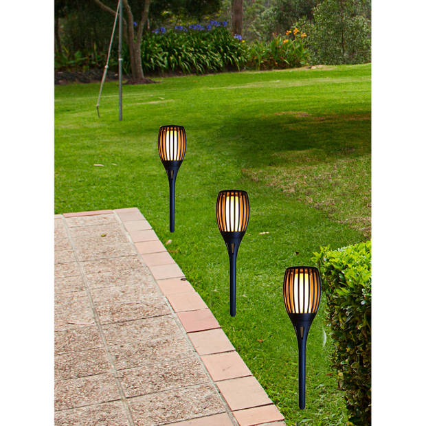 Solar tuinlamp/fakkel met vlameffect op zonne-energie 58 cm - Fakkels