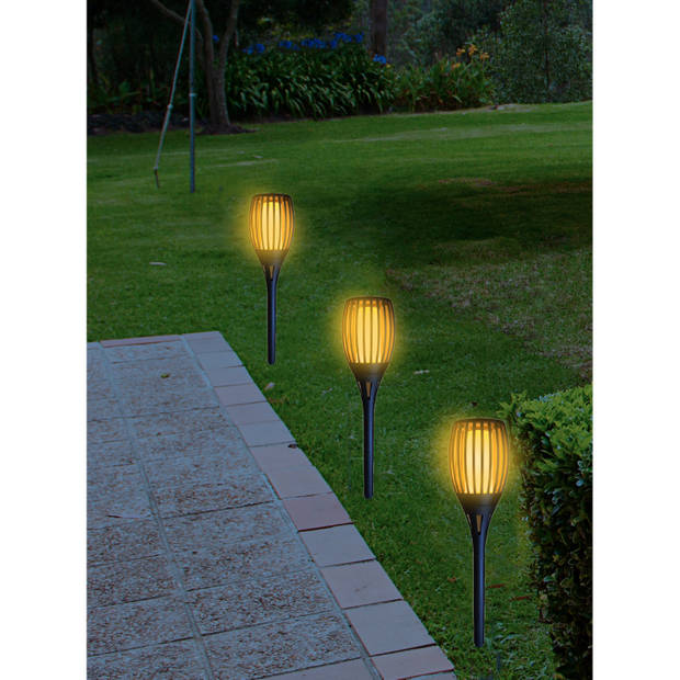 Set van 2x stuks solar tuinlampen/fakkels met vlameffect op zonne-energie 58 cm - Fakkels