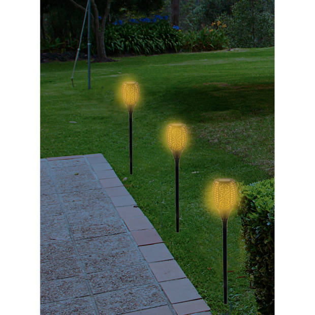 Set van 2x stuks solar tuinlampen/fakkels met vlameffect op zonne-energie 78 cm - Fakkels