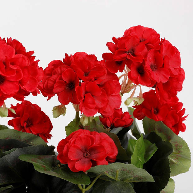 Mica Decorations Kunstplant - geranium - rood - balkon - 29 x 40 cm - Kunstplanten