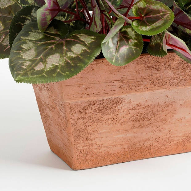 Cyclaam balkon kunstplant roze in keramieken pot L29 x B13 x H33 cm - Kunstplanten