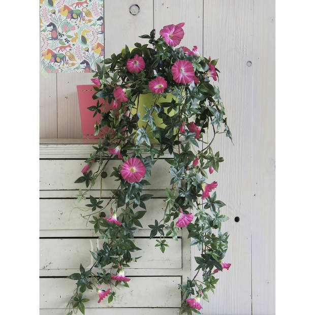 Groene Petunia donkerroze bloemen kunstplanten 50 cm - Kunstplanten