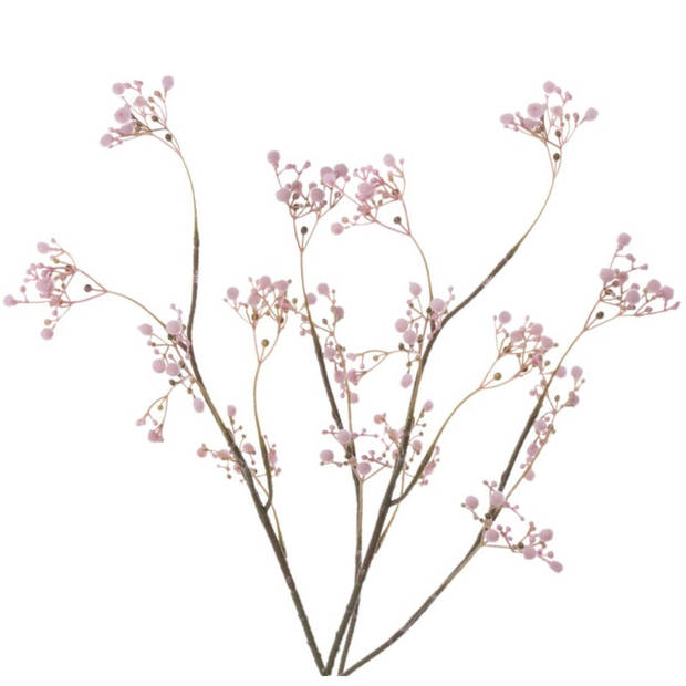 2x stuks kunstbloemen Gipskruid/Gypsophila takken roze 66 cm - Kunstbloemen