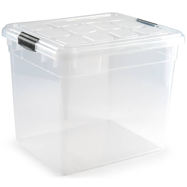 3x Opslagbakken/organizers met deksel 35 liter transparant - Opbergbox