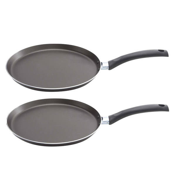 Set van 2x stuks aluminium pannekoekenpan Chef-line Pro met anti-aanbak laag 24 cm - Koekenpannen