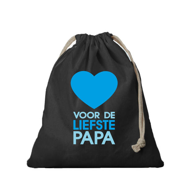 1x Katoenen vaderdag tasje/ cadeautasje Liefste Papa zwart 25 x 30 cm - cadeauverpakking feest