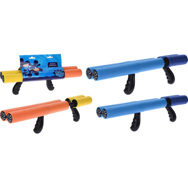 1x Blauw waterpistool/waterpistolen van foam 40 cm met handvat en dubbele spuit - Waterpistolen