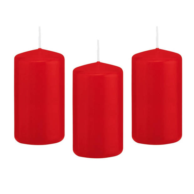 8x Kaarsen rood 6 x 12 cm 40 branduren sfeerkaarsen - Stompkaarsen