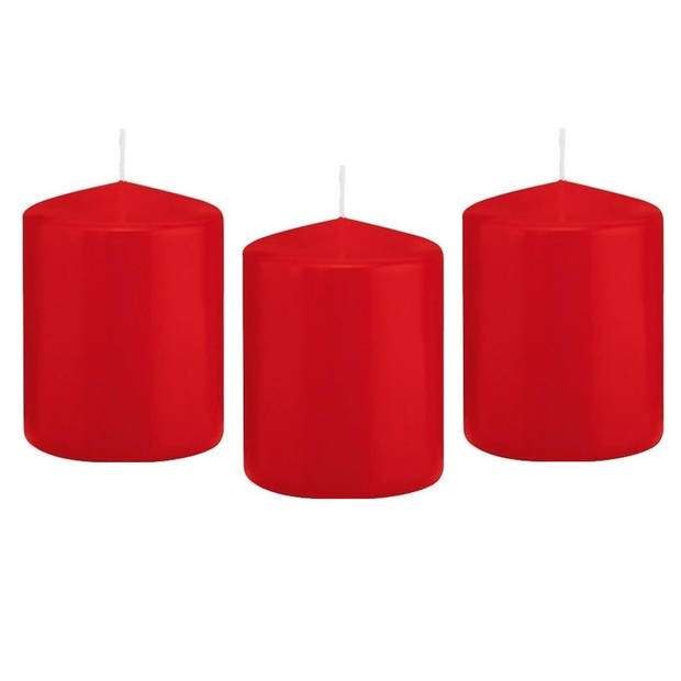 8x Kaarsen rood 6 x 8 cm 29 branduren sfeerkaarsen - Stompkaarsen