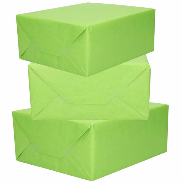 3x Rollen kraft inpakpapier groen 200 x 70 cm - Cadeaupapier
