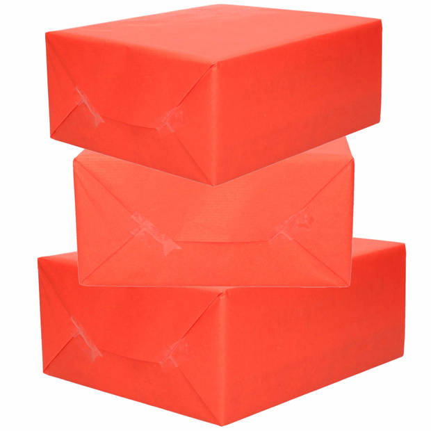 3x Rollen kraft inpakpapier rood 200 x 70 cm - Cadeaupapier
