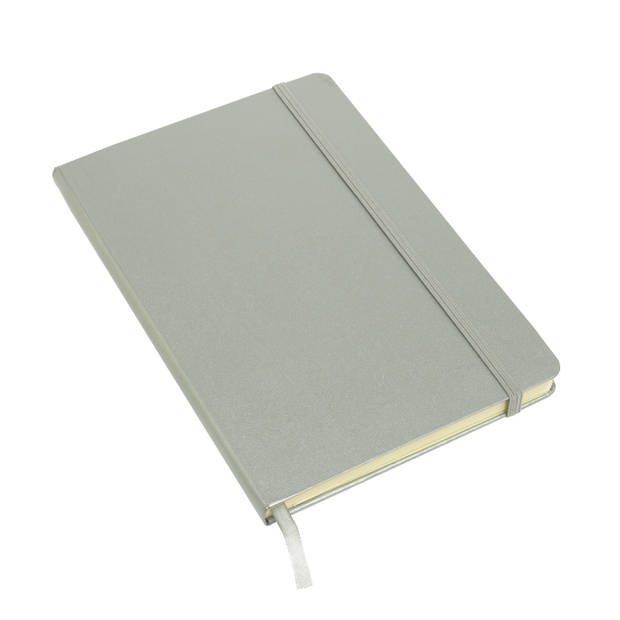 Pakket van 3x stuks luxe schoolschriften/notitieboeken A5 harde kaft gelinieerd zilver - Notitieboek
