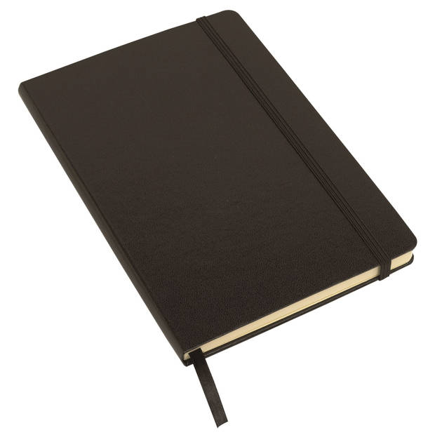 Pakket van 3x stuks luxe schoolschriften/notitieboeken A5 harde kaft gelinieerd zwart - Notitieboek