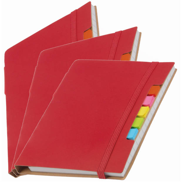 Pakket van 3x stuks schoolschriften/notitieboeken A6 gelinieerd rood - Notitieboek