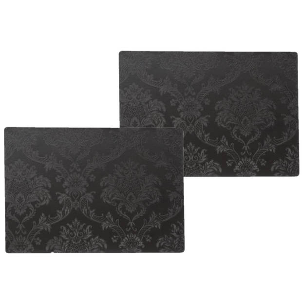4x stuks stevige luxe Tafel placemats Amatista zwart 30 x 43 cm - Placemats