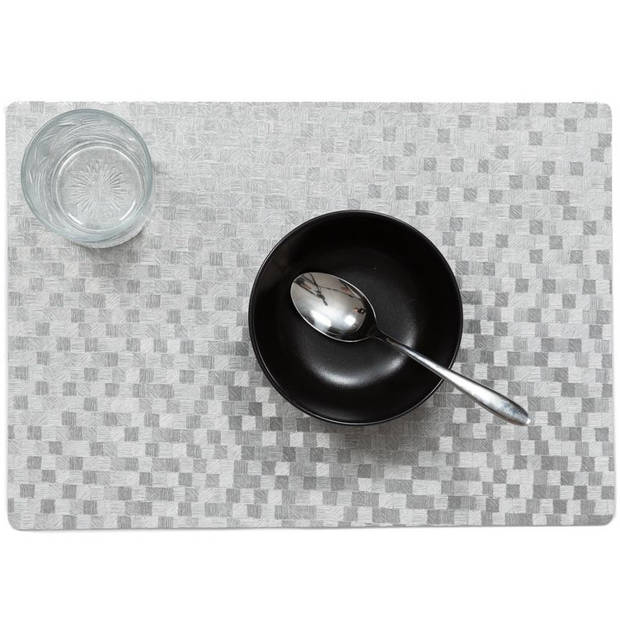 Stevige luxe Tafel placemats Stones zilver 30 x 43 cm - Placemats