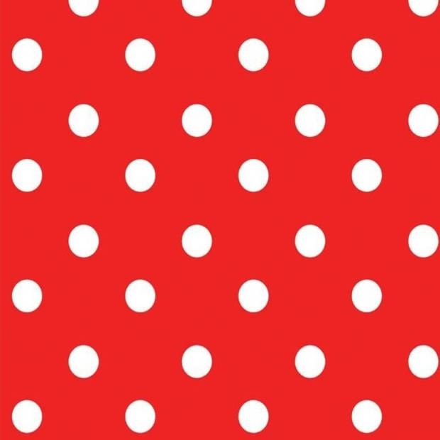 Tafelzeil/tafelkleed rood met witte stippen 140 x 220 cm - Tafelzeilen