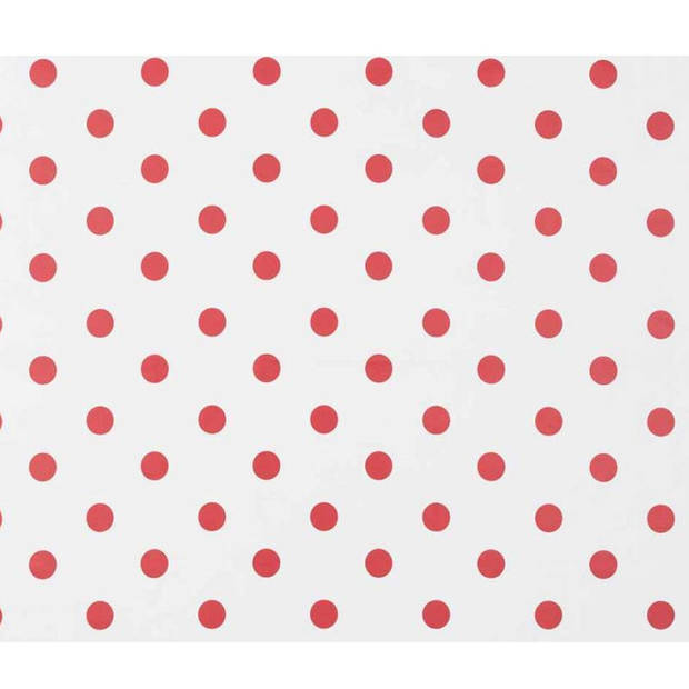 Tafelzeil/tafelkleed wit met rode stippen 140 x 180 cm - Tafelzeilen