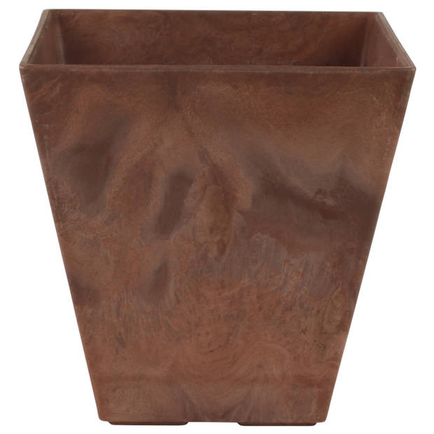 Bloempot/plantenpot vierkant van gerecycled kunststof terra bruin D30 en H30 cm - Plantenbakken