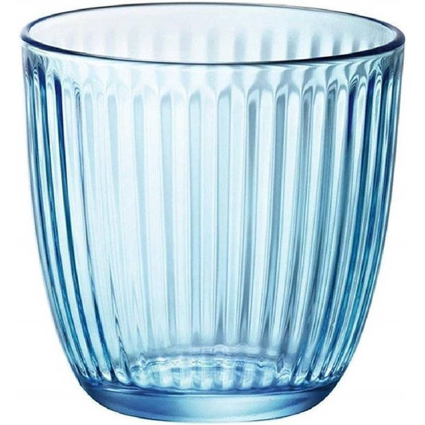 Bormioli Rocco Drinkglazen - 6x- blauw - tumbler glas - 290 ml - Drinkglazen