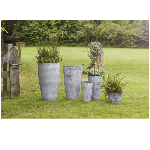 Bloempot/plantenpot schaal van gerecycled kunststof betongrijs D55 en H23 cm - Plantenpotten