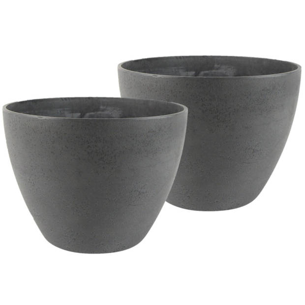 Bloempot/plantenpot van gerecycled kunststof donkergrijs D22 en H17 cm - Plantenpotten