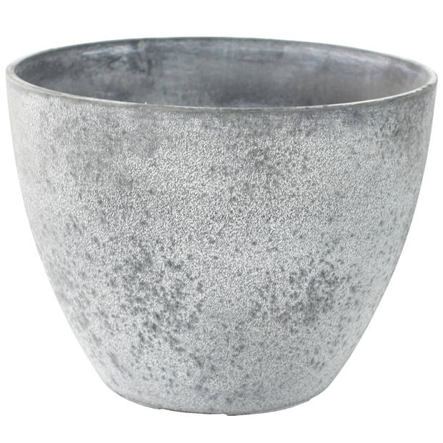 Bloempot/plantenpot van gerecycled kunststof betongrijs D22 en H17 cm - Plantenpotten