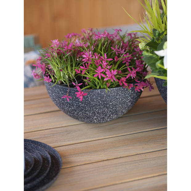 Bloempot/plantenpot schaal van gerecycled kunststof zwart D25 en H12 cm - Plantenpotten