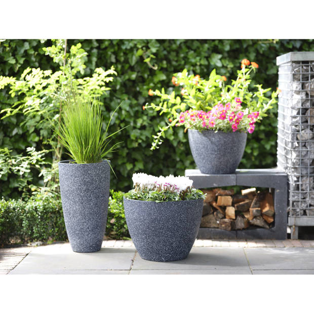 Bloempot/plantenpot van gerecycled kunststof zwart D36 en H27 cm - Plantenpotten